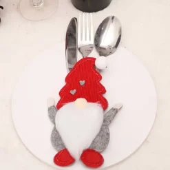1pc Christmas Cutlery Holder Knife Fork Pocket Bags Xmas Tableware Cover Dinner Decorations for Home