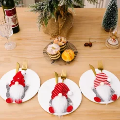 1pc Christmas Cutlery Holder Knife Fork Pocket Bags Xmas Tableware Cover Dinner Decorations for Home