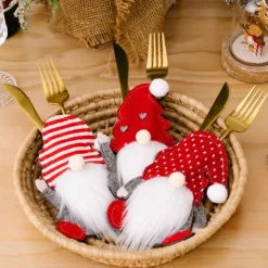 1pc Christmas Cutlery Holder Knife Fork Pocket Bags Xmas Tableware Cover Dinner Decorations for Home