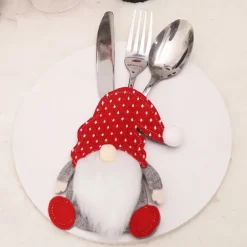 1pc Christmas Cutlery Holder Knife Fork Pocket Bags Xmas Tableware Cover Dinner Decorations for Home