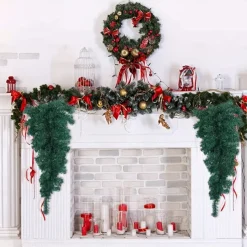 1pc Christmas Teardrop Swag Artificial Pine Swags Mailbox Swag Front Door Teardrop Wreath for Holiday Christmas Decoration 90cm