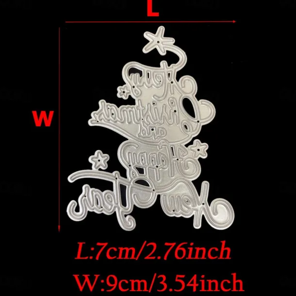 1pc Christmas Tree Happy New Year Cutting Dies Xmas Gift Paper Die Cutting Template