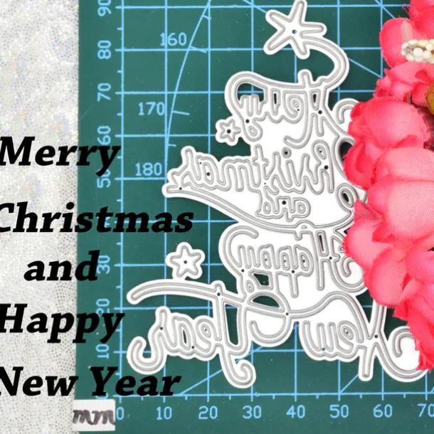 1pc Christmas Tree Happy New Year Cutting Dies Xmas Gift Paper Die Cutting Template