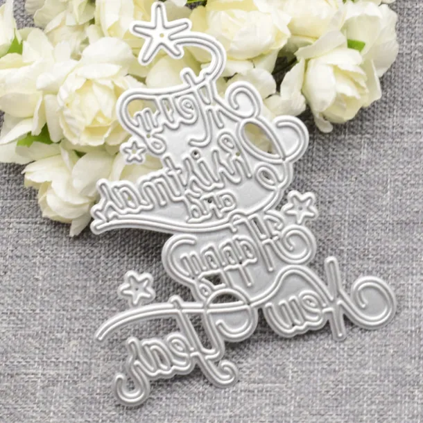 1pc Christmas Tree Happy New Year Cutting Dies Xmas Gift Paper Die Cutting Template
