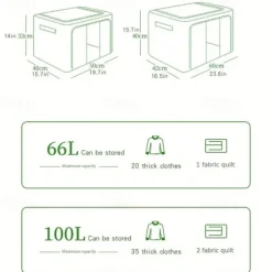 1pc Clothing And Quilt Storage Box, Oxford Cloth Foldable Storage Box With Visual Window, Large Capacity Storage Bin For Storing Comforter, Bedding, Blanket, Toys, Snacks, Sundries, Etc