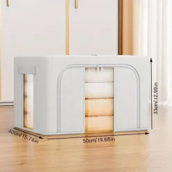 1pc Clothing And Quilt Storage Box, Oxford Cloth Foldable Storage Box With Visual Window, Large Capacity Storage Bin For Storing Comforter, Bedding, Blanket, Toys, Snacks, Sundries, Etc