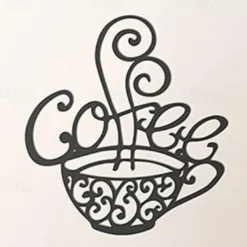 1pc Coffee Cup Metal Wall Art Outdoor Decor Rust Proof Wall Sculpture Ideal For Garden, Home, Farmhouse, Patio And Bedroom