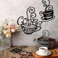 1pc Coffee Cup Metal Wall Art Outdoor Decor Rust Proof Wall Sculpture Ideal For Garden, Home, Farmhouse, Patio And Bedroom