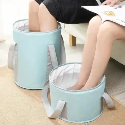1pc Collapsible Foot Bath Basin For Soaking Feet, Portable Foot Bath Tub Bag With Handles, Washbasin For Traveling Camping