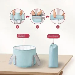 1pc Collapsible Foot Bath Basin For Soaking Feet, Portable Foot Bath Tub Bag With Handles, Washbasin For Traveling Camping