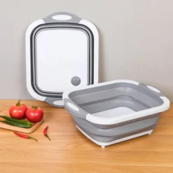 1pc Collapsible Multi-Functional Kitchen Dish Tub 1pc PE Collapsible Prep Board - 2.11gal Multi-Functional Foldable Kitchen Dish Tub for Camping Picnic BBQ Food Prep - Space Saving Washing and Drai
