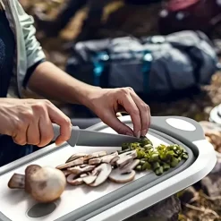 1pc Collapsible Multi-Functional Kitchen Dish Tub 1pc PE Collapsible Prep Board - 2.11gal Multi-Functional Foldable Kitchen Dish Tub for Camping Picnic BBQ Food Prep - Space Saving Washing and Drai