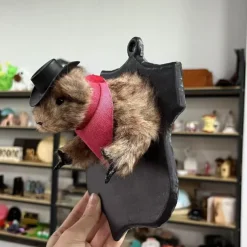 1pc Contemporary Cowboy Bandit Taxidermy Squirrel Wall Hanging Decor, Faux Hedgehog with Hat and Scarf, No Feather, No Power Needed