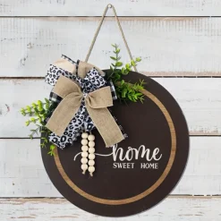 1pc Crafting 12 Inches Welcome Sigh For Front Door Big Wooden Wreath Welcome Wreath Farmhouse Front Door Decoration Housewarming Gift for Home Outdoor Indoor