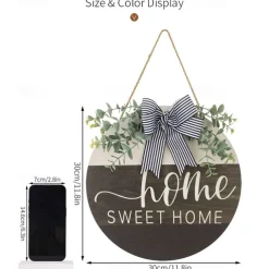 1pc Crafting 12 Inches Welcome Sigh For Front Door Big Wooden Wreath Welcome Wreath Farmhouse Front Door Decoration Housewarming Gift for Home Outdoor Indoor