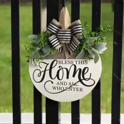 1pc Crafting 12 Inches Welcome Sigh For Front Door Big Wooden Wreath Welcome Wreath Farmhouse Front Door Decoration Housewarming Gift for Home Outdoor Indoor