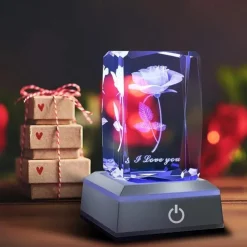1pc 3D Rose Crystal Ball with LED Color Lamp, Romantic I Love You Roses Night Light, Thanksgiving Christmas Day, Mother's Day, Birthday Gifts for Girlfriend, Wife, Mother or Friendship, Valentines