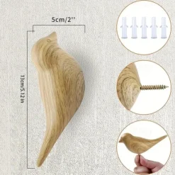 1pc, Designer Wood Grain Bird Coat Hooks - Premium Resin Creative Wall Mounted Birds Decorative Art Decor Hat Towel Bag Hanger Gift For Home, Living Room, Bedroom, Shop