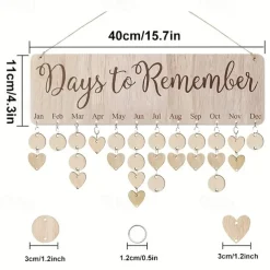 1pc DIY Wooden Family Birthday Board Hanging Sign Pendant Calendar Wall-mounted Birthday Reminder Sign With 100 Wooden Labels Great Gift For Mom Grandma Hanging Sign For Birthday Decoration