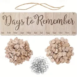 1pc DIY Wooden Family Birthday Board Hanging Sign Pendant Calendar Wall-mounted Birthday Reminder Sign With 100 Wooden Labels Great Gift For Mom Grandma Hanging Sign For Birthday Decoration