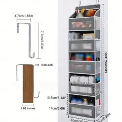 1pc Door Storage Device 5-Layer Camping Car Storage Device Rv Bathroom Storage Device Door Storage Device Toy Diaper Bedroom Closet Wall Mounted Door Hanging Storage Device