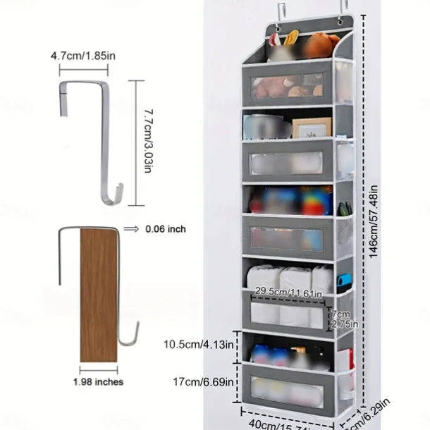 1pc Door Storage Device 5-Layer Camping Car Storage Device Rv Bathroom Storage Device Door Storage Device Toy Diaper Bedroom Closet Wall Mounted Door Hanging Storage Device