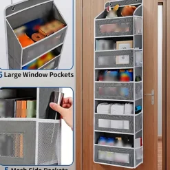1pc Door Storage Device 5-Layer Camping Car Storage Device Rv Bathroom Storage Device Door Storage Device Toy Diaper Bedroom Closet Wall Mounted Door Hanging Storage Device