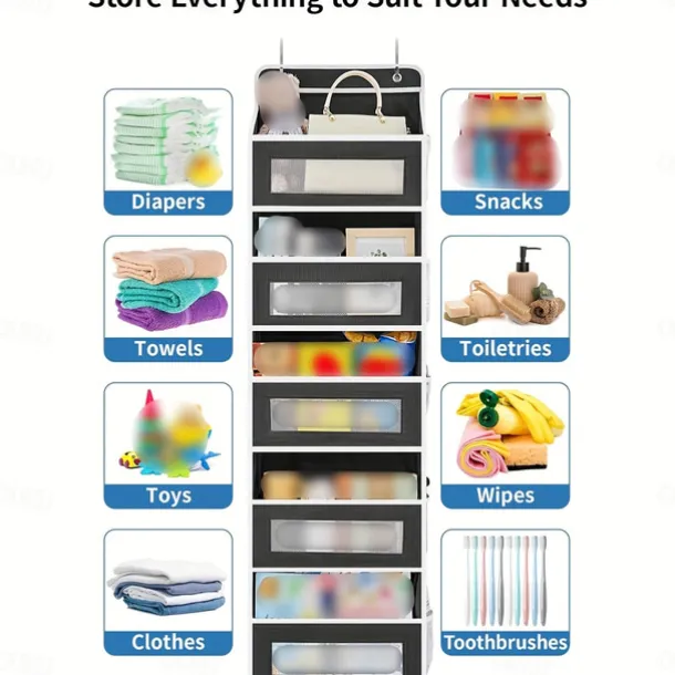 1pc Door Storage Device 5-Layer Camping Car Storage Device Rv Bathroom Storage Device Door Storage Device Toy Diaper Bedroom Closet Wall Mounted Door Hanging Storage Device