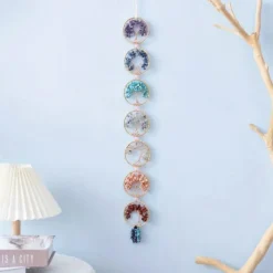 1pc Dream Catcher 7 Chakra Crystal Tree Of Life Wall Hanging Reiki Gemstone Dream Catchers Wall Hanger for Yoga Meditation Window Home Decor