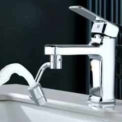1pc Dual-Mode Rotating Faucet Connecter 360 Swivel, 2-Style Water Flow, Chrome Finish, Zinc Alloy, Easy Installation for Bathroom Sinks & Faucets, Classic Design, No Drinking Water Safe, Faucet for