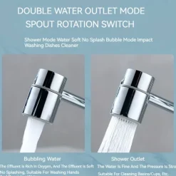 1pc Dual-Mode Rotating Faucet Connecter 360 Swivel, 2-Style Water Flow, Chrome Finish, Zinc Alloy, Easy Installation for Bathroom Sinks & Faucets, Classic Design, No Drinking Water Safe, Faucet for