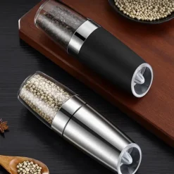 1pc Electric Salt and Pepper Grinder, Gravity Sensor, Automatic Pepper Mill, One Hand Operation, Battery-Operated with Adjustable Coarseness, Blue Led Light