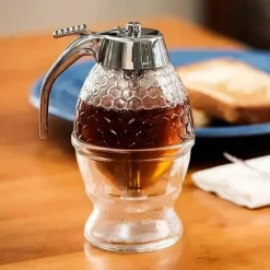 1pc Elegant Press-Type Honey Dispenser - Mess-Free Syrup & Condiment Jar - Kitchen Decor and Convenience