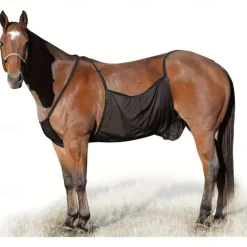 1pc EquiStar Horse Fly Mask with Breathable Mesh - Scratch-Resistant Equine Abdominal Netting for Insect Protection - Comfortable Blended Material Horse Fly Guard for Outdoor Use