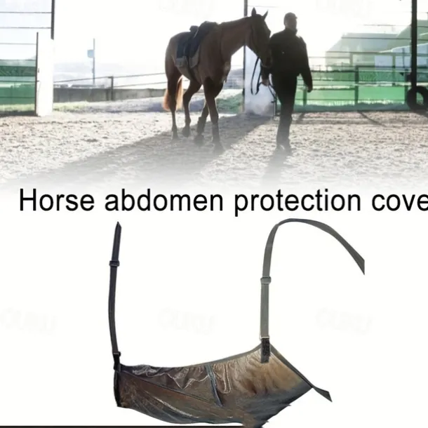 1pc EquiStar Horse Fly Mask with Breathable Mesh - Scratch-Resistant Equine Abdominal Netting for Insect Protection - Comfortable Blended Material Horse Fly Guard for Outdoor Use