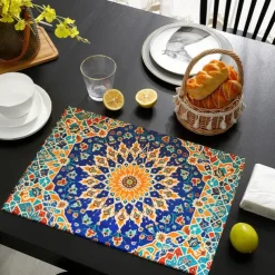 1PC Ethnic Pattern Placemat Table Mat 12x18 Inch Table Mats for Party Kitchen Dining Decoration