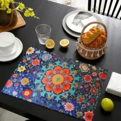 1PC Ethnic Pattern Placemat Table Mat 12x18 Inch Table Mats for Party Kitchen Dining Decoration