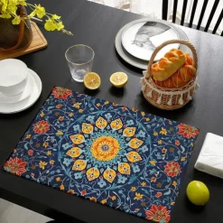 1PC Ethnic Pattern Placemat Table Mat 12x18 Inch Table Mats for Party Kitchen Dining Decoration