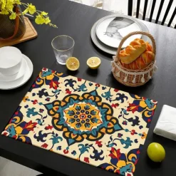 1PC Ethnic Pattern Placemat Table Mat 12x18 Inch Table Mats for Party Kitchen Dining Decoration