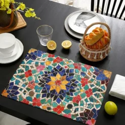 1PC Ethnic Pattern Placemat Table Mat 12x18 Inch Table Mats for Party Kitchen Dining Decoration