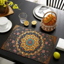 1PC Ethnic Pattern Placemat Table Mat 12x18 Inch Table Mats for Party Kitchen Dining Decoration
