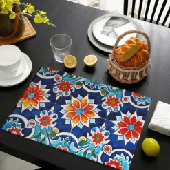 1PC Ethnic Pattern Placemat Table Mat 12x18 Inch Table Mats for Party Kitchen Dining Decoration