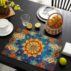 1PC Ethnic Pattern Placemat Table Mat 12x18 Inch Table Mats for Party Kitchen Dining Decoration