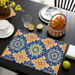 1PC Ethnic Pattern Placemat Table Mat 12x18 Inch Table Mats for Party Kitchen Dining Decoration