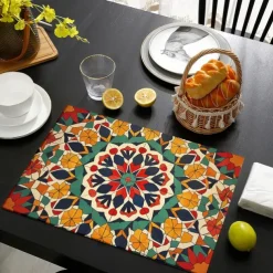 1PC Ethnic Pattern Placemat Table Mat 12x18 Inch Table Mats for Party Kitchen Dining Decoration