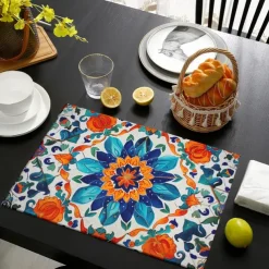 1PC Ethnic Pattern Placemat Table Mat 12x18 Inch Table Mats for Party Kitchen Dining Decoration