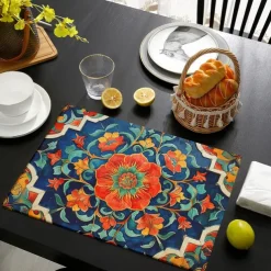 1PC Ethnic Pattern Placemat Table Mat 12x18 Inch Table Mats for Party Kitchen Dining Decoration