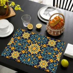 1PC Ethnic Pattern Placemat Table Mat 12x18 Inch Table Mats for Party Kitchen Dining Decoration