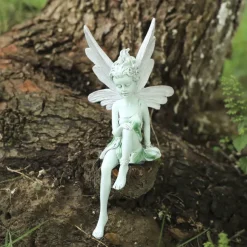 1pc Fairy Statue Garden Decoration Fairy Genie Statue Resin Crafts Flower Fairy Garden Decoration