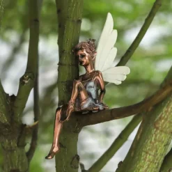 1pc Fairy Statue Garden Decoration Fairy Genie Statue Resin Crafts Flower Fairy Garden Decoration